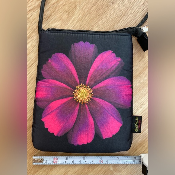 Rare Harold Feinstein Collection small black crossbody bag purse pink sunflower - Picture 4 of 8